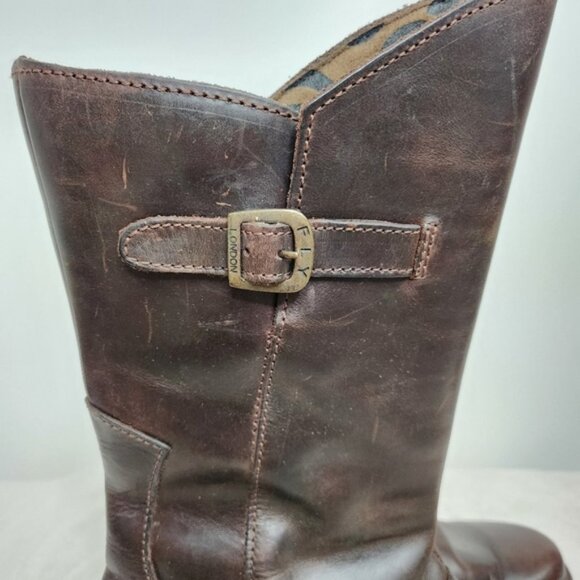 Fly London Dark Brown MES 2 Buckle Boots Side Zipper Size 38 EU/7-7.5 US - Picture 10 of 15